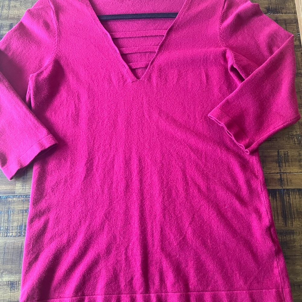 V-Neck Raspberry Sweater